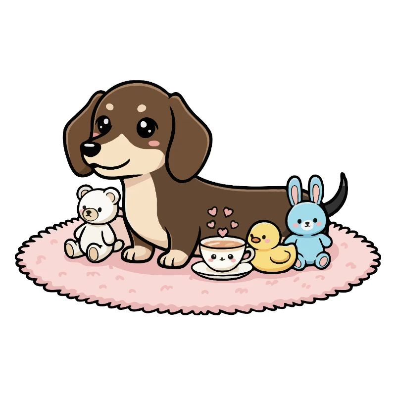 Teckel avec des peluches
