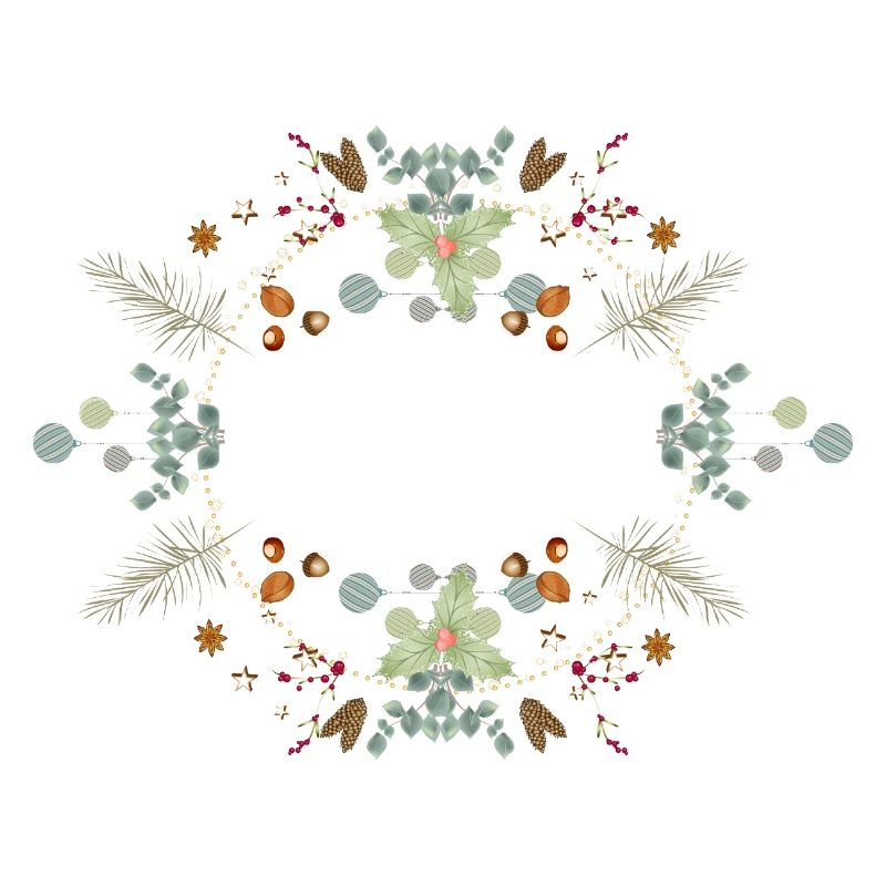 Delicate Christmas frame with nuts and wintergreen