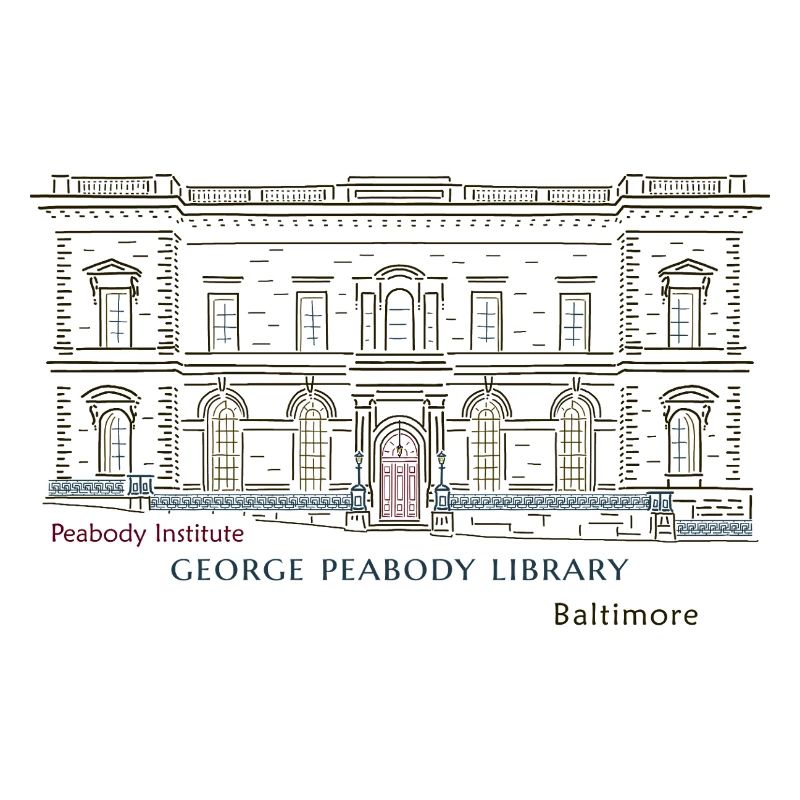 Baltimore, dessin à la main Bibliothèque George Peabody