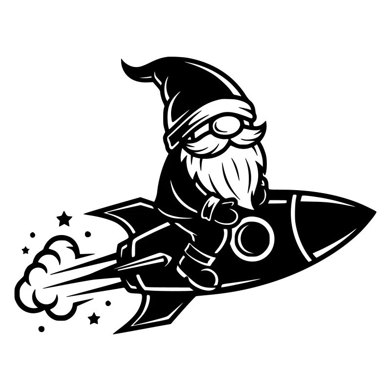 Illustration de bande dessinée Gnome Rides Rocket
