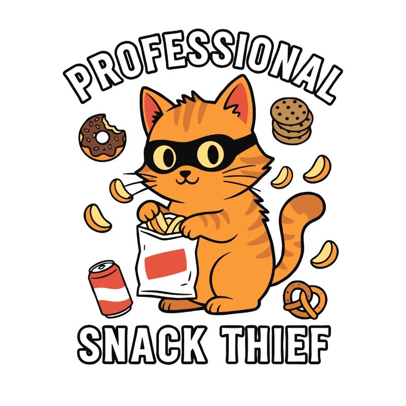 Voleur de snacks professionnel, chat drôle coquin