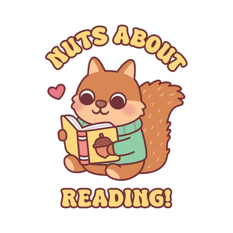 Cute Squirrel With Book Nuts About Reading Pun