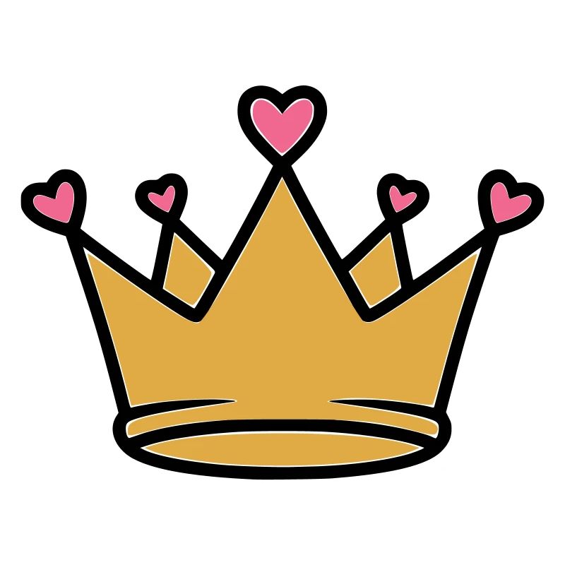Cute Princess Crown Hearts Vector