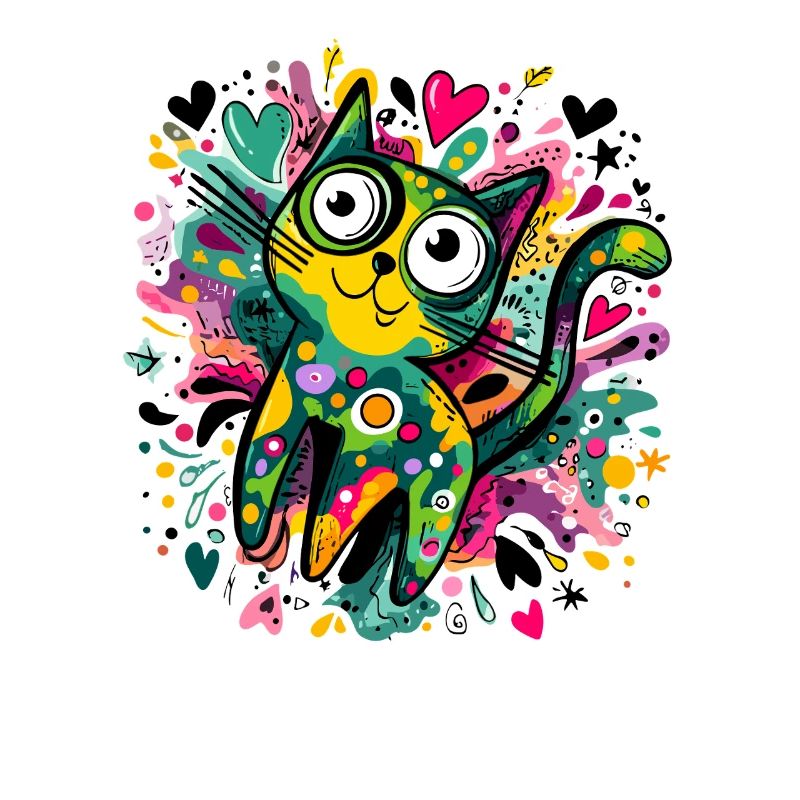 Colorful graffiti cat artwork