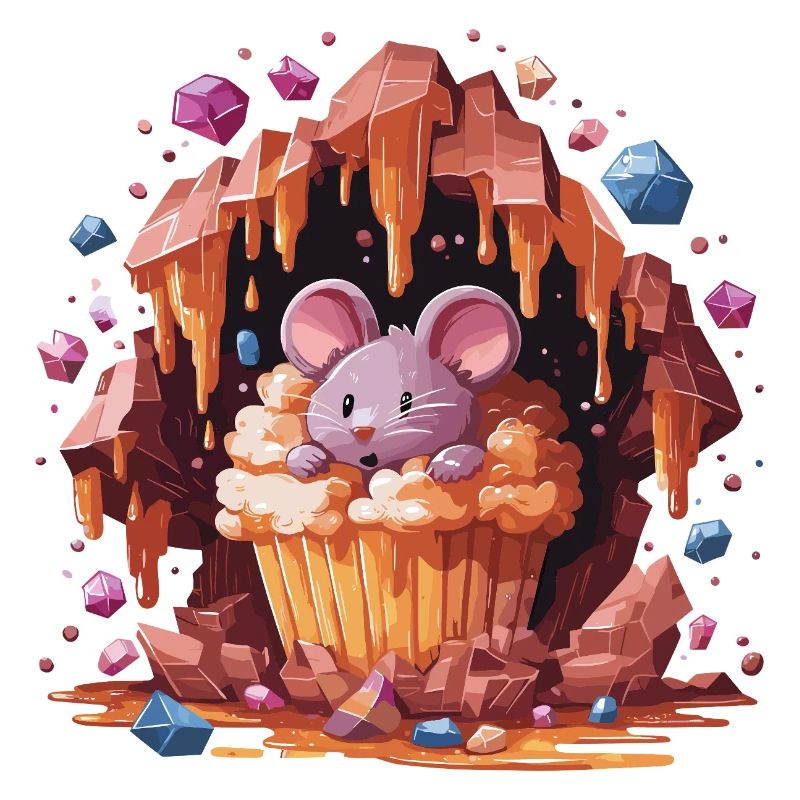 Mouse in crystal cupcake