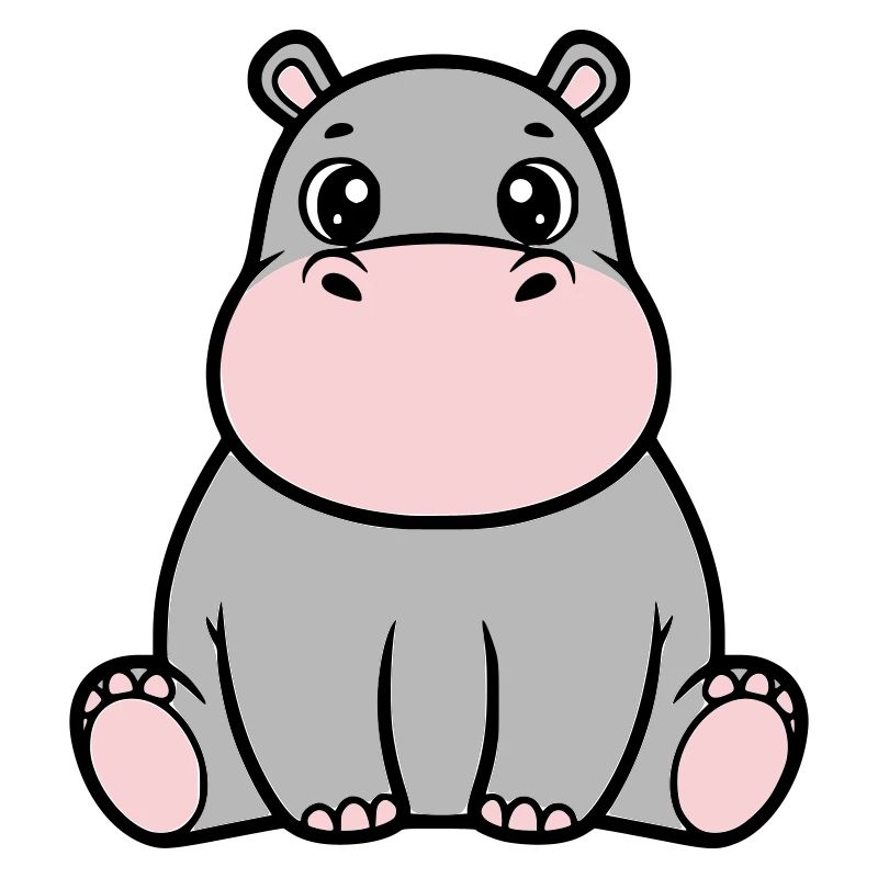Bébé hippopotame mignon assis à Kawaii