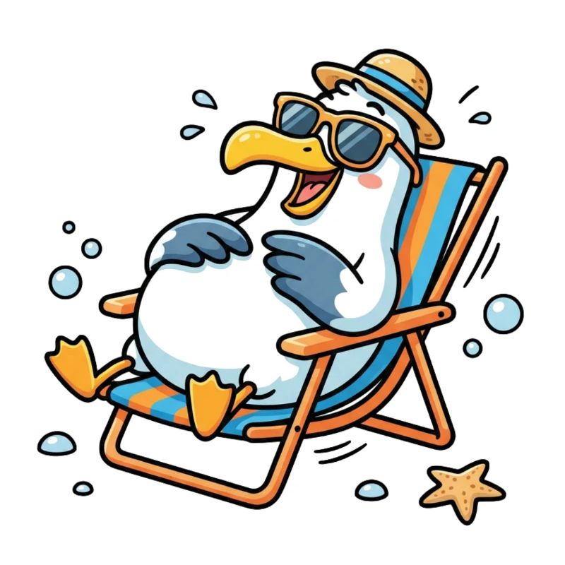Relaxed seagull on the beach