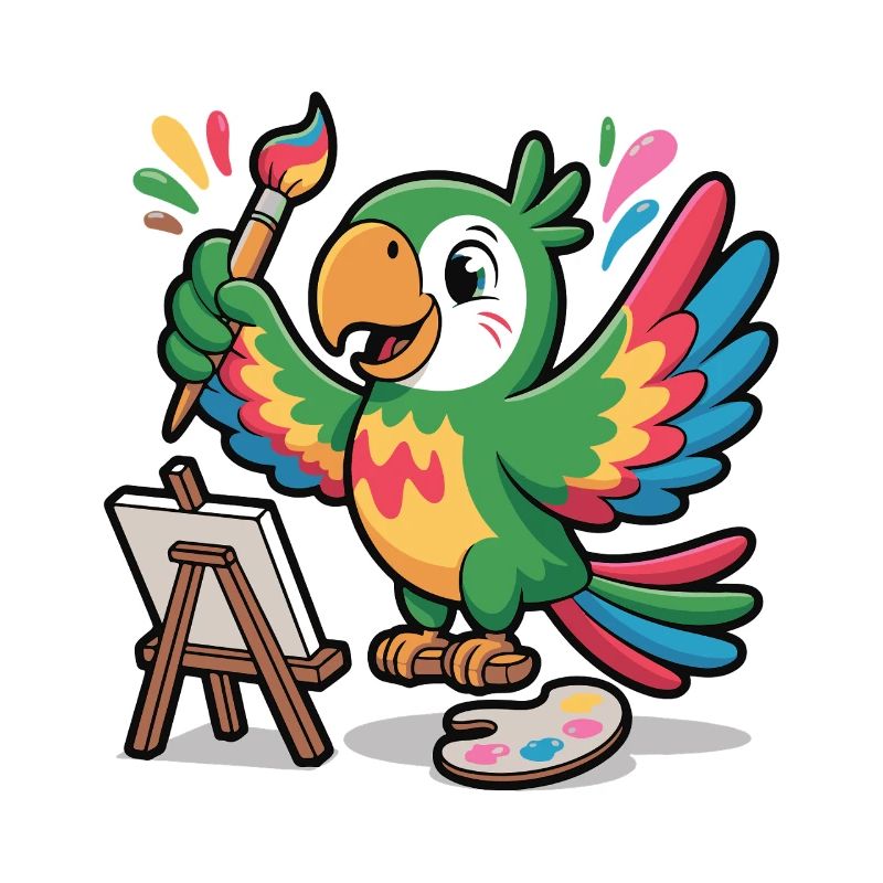 Parrots paint everything nice and colorful