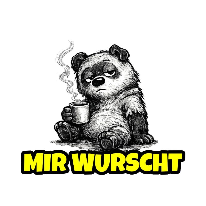 I don't care – Grumpy Bear with Coffee (Sketch)