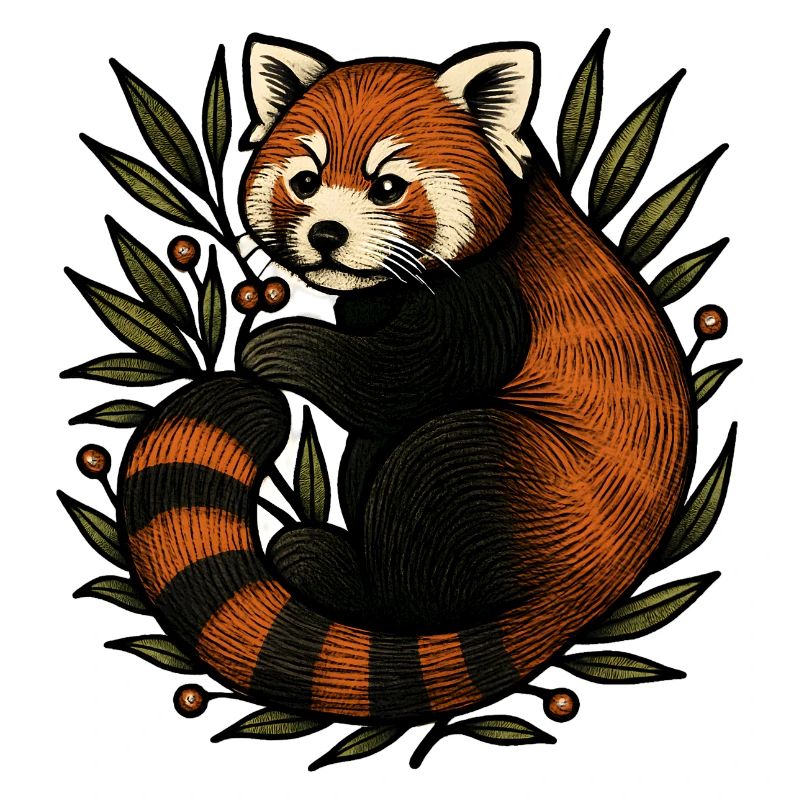 Panda rouge dans le feuillage