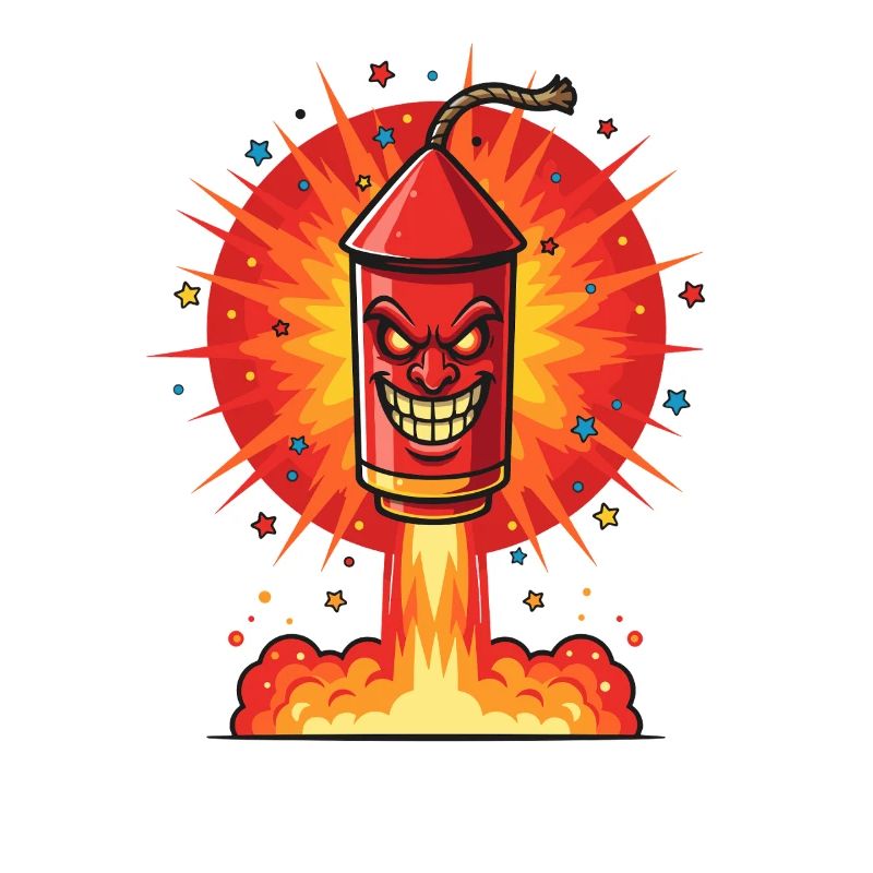 Laughing rocket in the fire