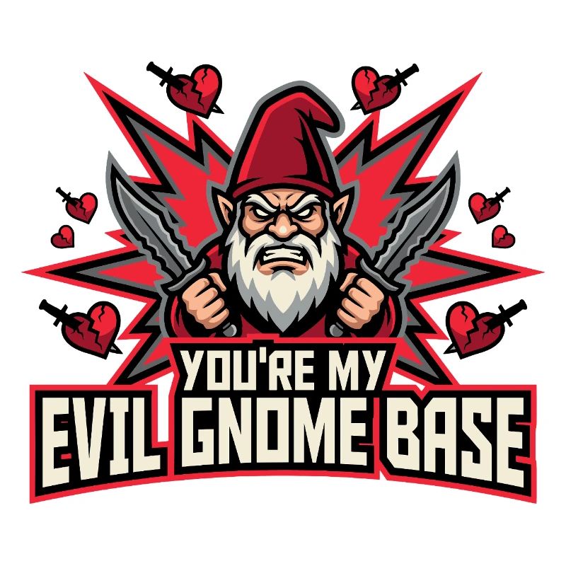 Evil Gnome, Dark Gnome, Goth Gnome, Funny Gnome