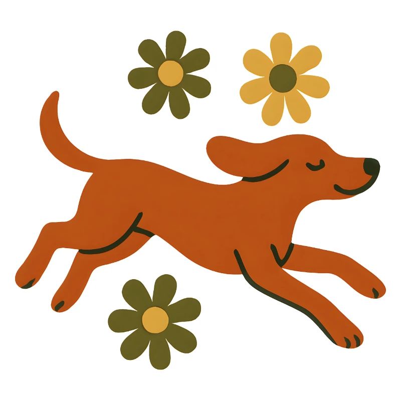 Chien joyeux dans le parc de fleurs