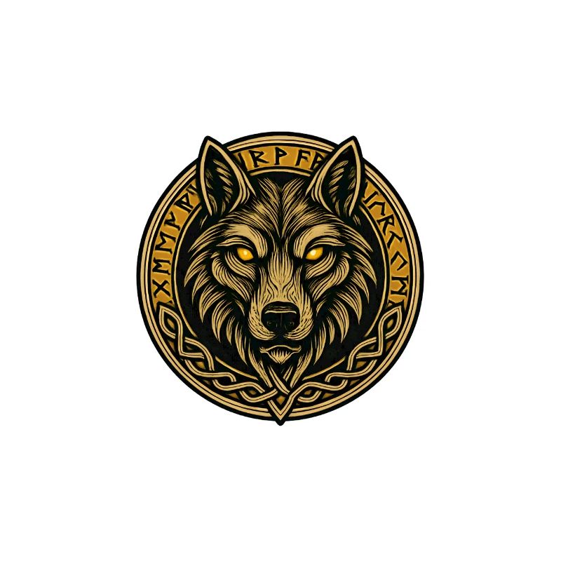 Wolf medallion with rune ring