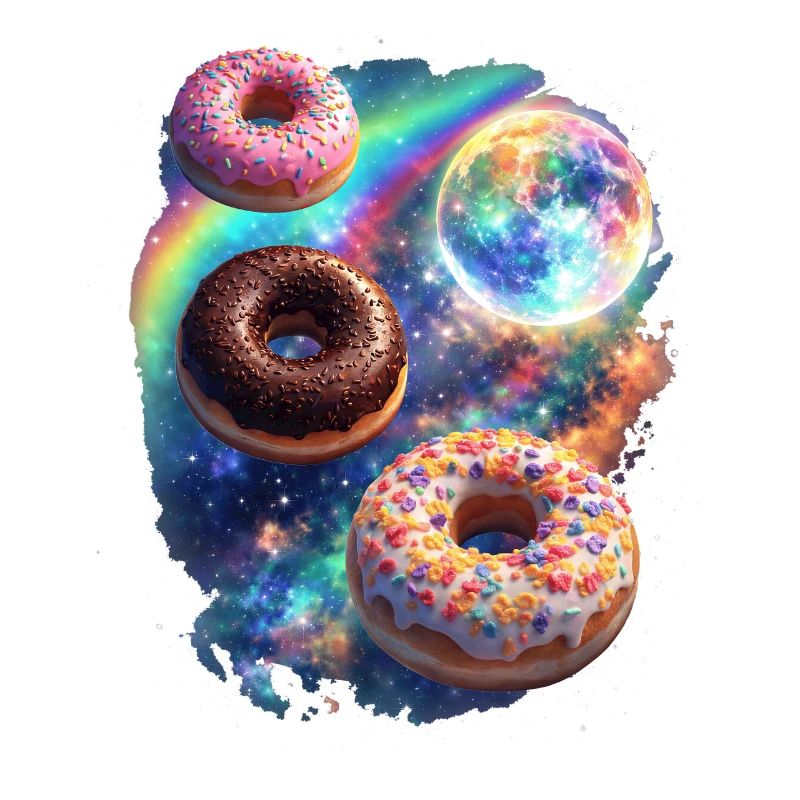 Kosmische Donuts im Farbrausch