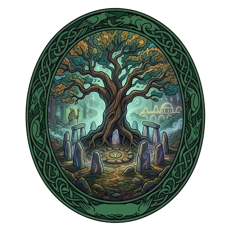 Arbre de vie dans le cercle de brouillard