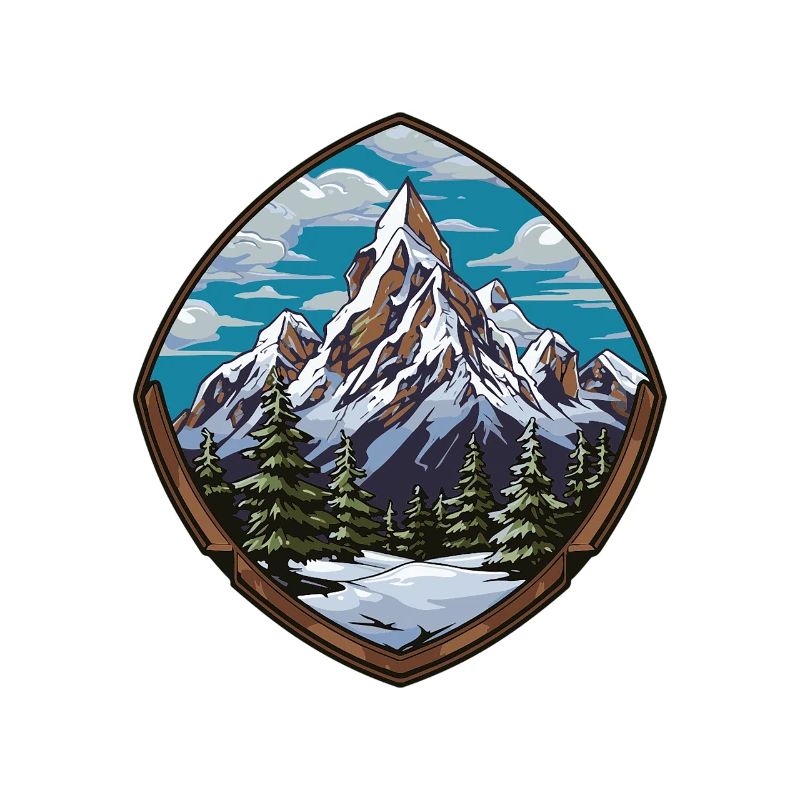 Mountain Summit Shield Emblem Mountains