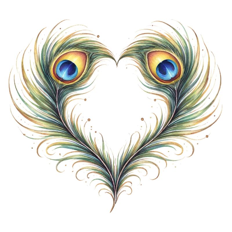 Peacock Feather Heart Ornament Boho Gift