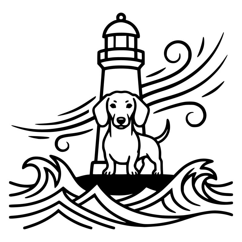 Mer du phare de tempête du teckel