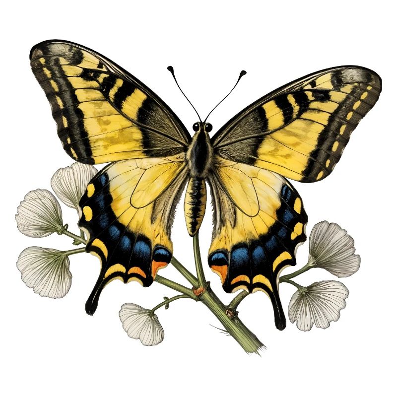 Papillon Machaon - gravure dessin