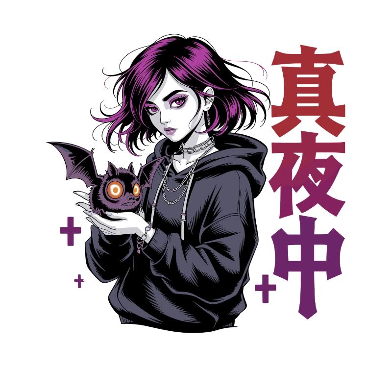 真夜中 Fille d’anime gothique Midnight Bat Gothic