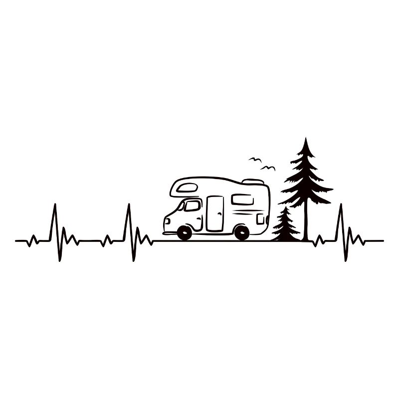 Camper Caravan Forest Camping Lover Heartbeat