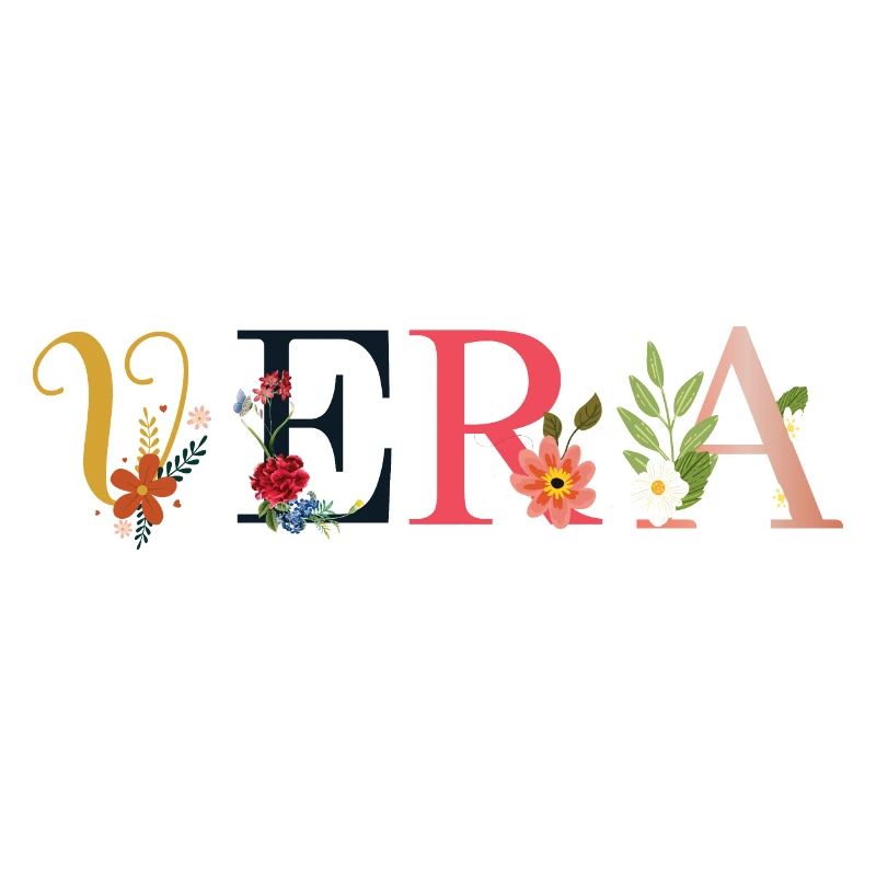 Le nom VERA est décoré de fleurs