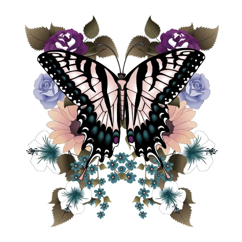 Queue d’aronde papillon avec des fleurs