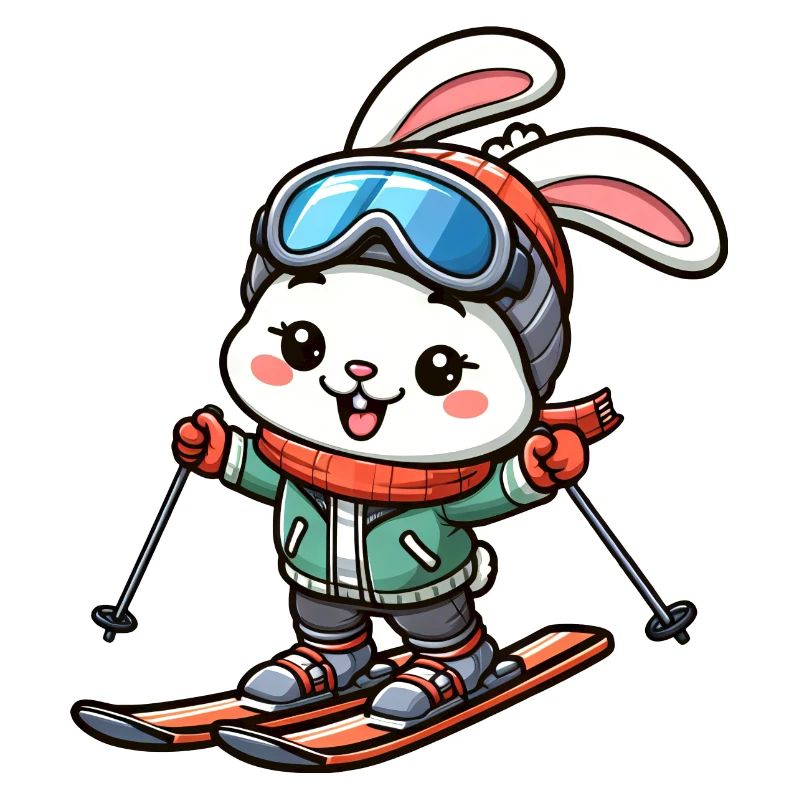 Conception de lapin de skieur de vacances de ski de lapin de neige