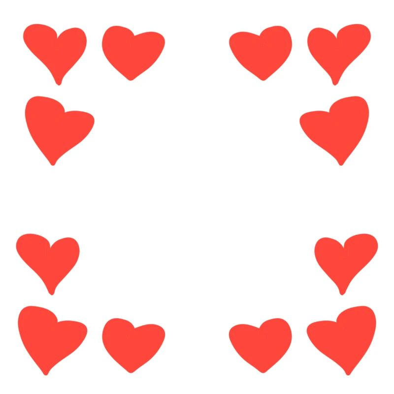 Hearts Pattern Frame Square Heart Red