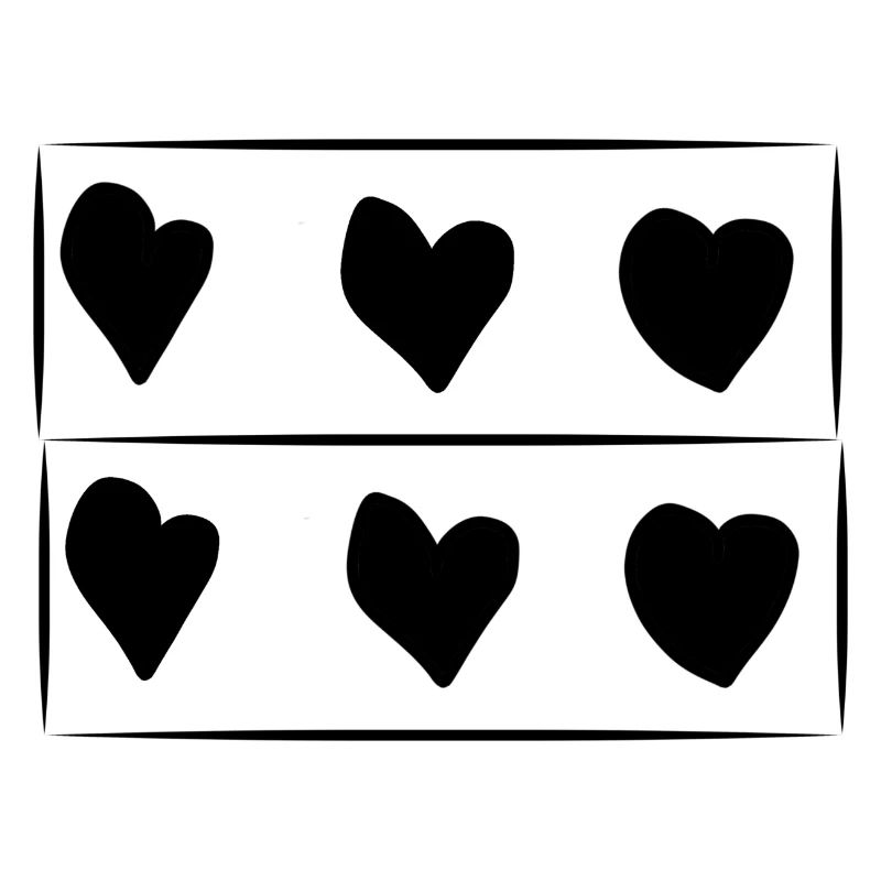 Motif rectangle de six cœurs