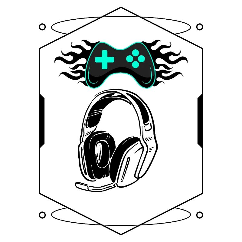 Futuristic Flaming Controller & Gaming Headset