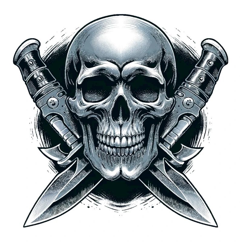 Twin Blades: Skull Between Daggers