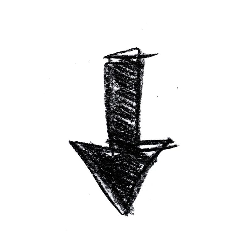 Flèche peint vers le bas idée de cadeau Scribble