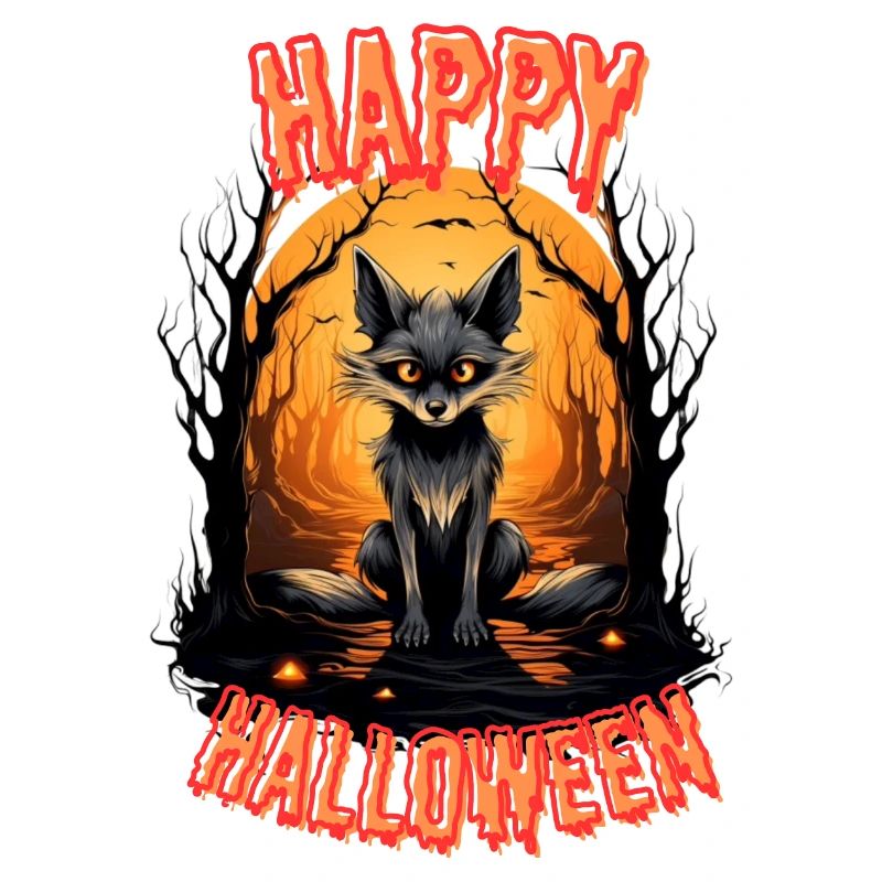 Fabulous Halloween fox with fire