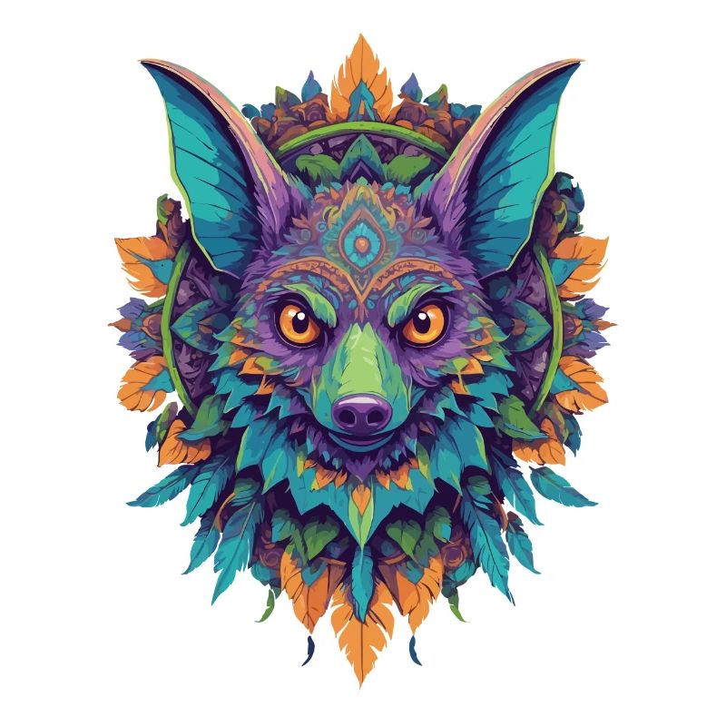 Conception de mandala de renard volant dans un style unique