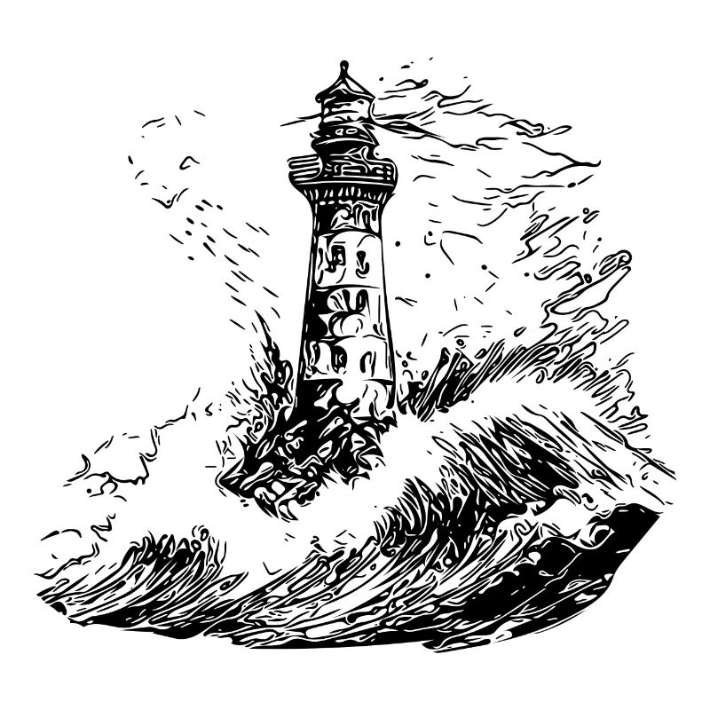 Phare avec balise dans une mer orageuse