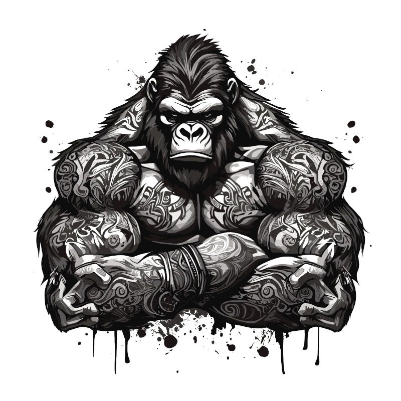 Tattoo / Tier / Kunst / cool / Comic / Gorilla