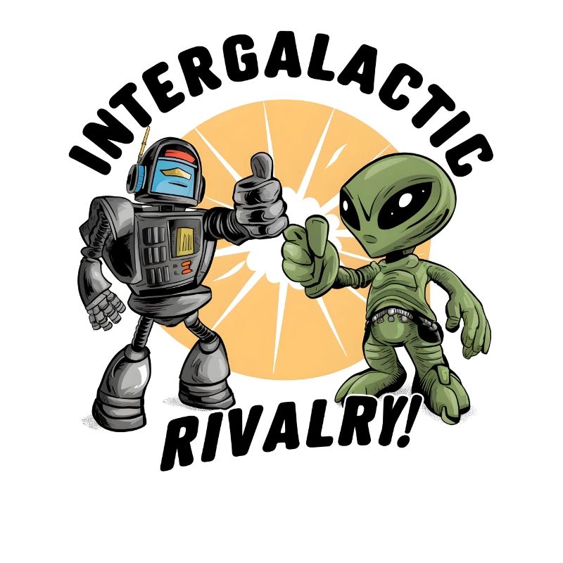 Robot vs Alien T-Shirt - Intergalactic Rivalry!