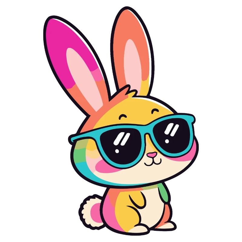 Rainbow Rabbit in Glasses