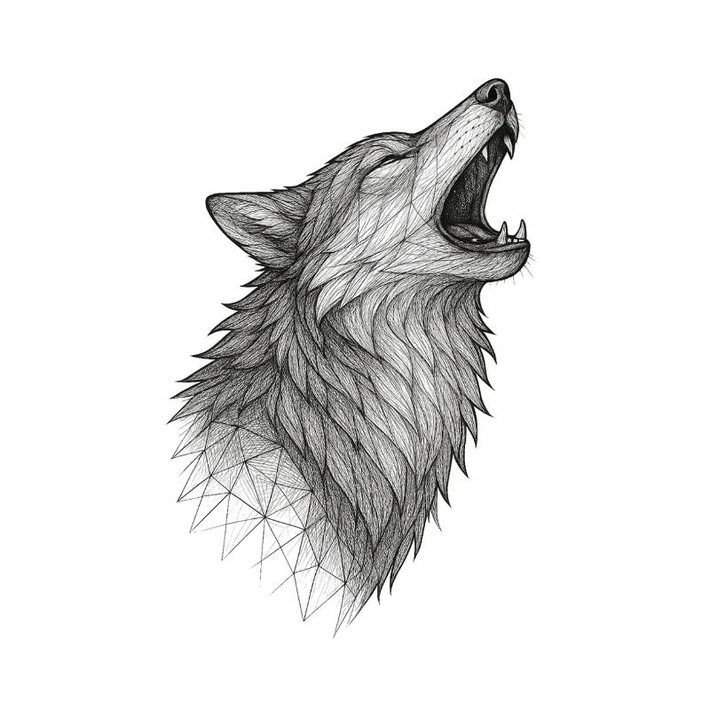 Geometric wolf head in howling