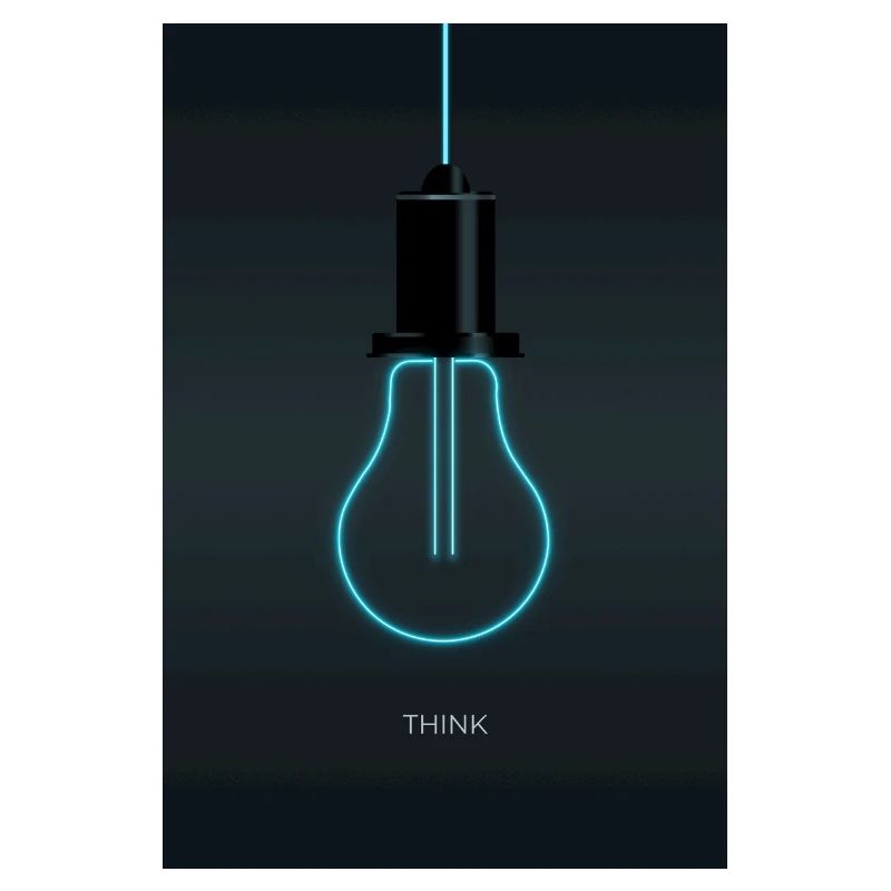 Think – Creative Neon Idea in Electric Blue