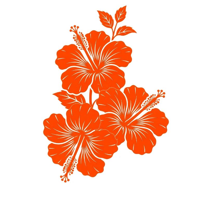Silhouette triple fleur d’hibiscus orange