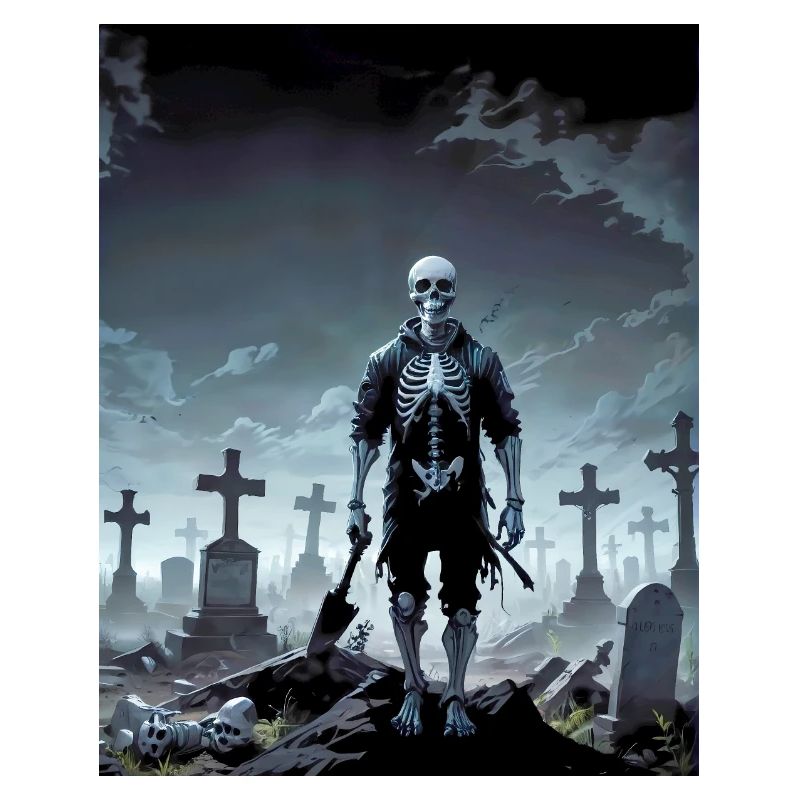 evil skeleton at a cemetery monster dark horror