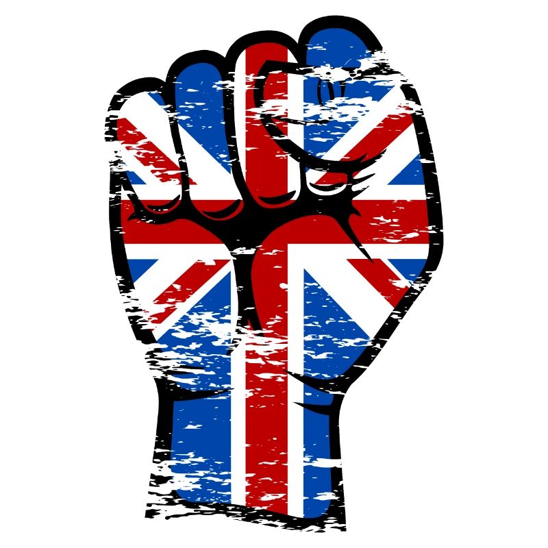 Drapeau britannique poing symbole de main utilisé