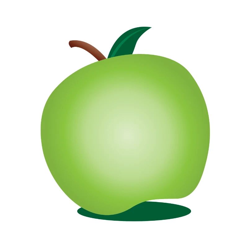 green apple tilted with a shadow