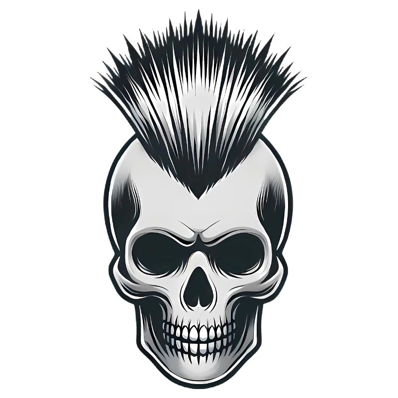 Skull with Mohawk Punk Design