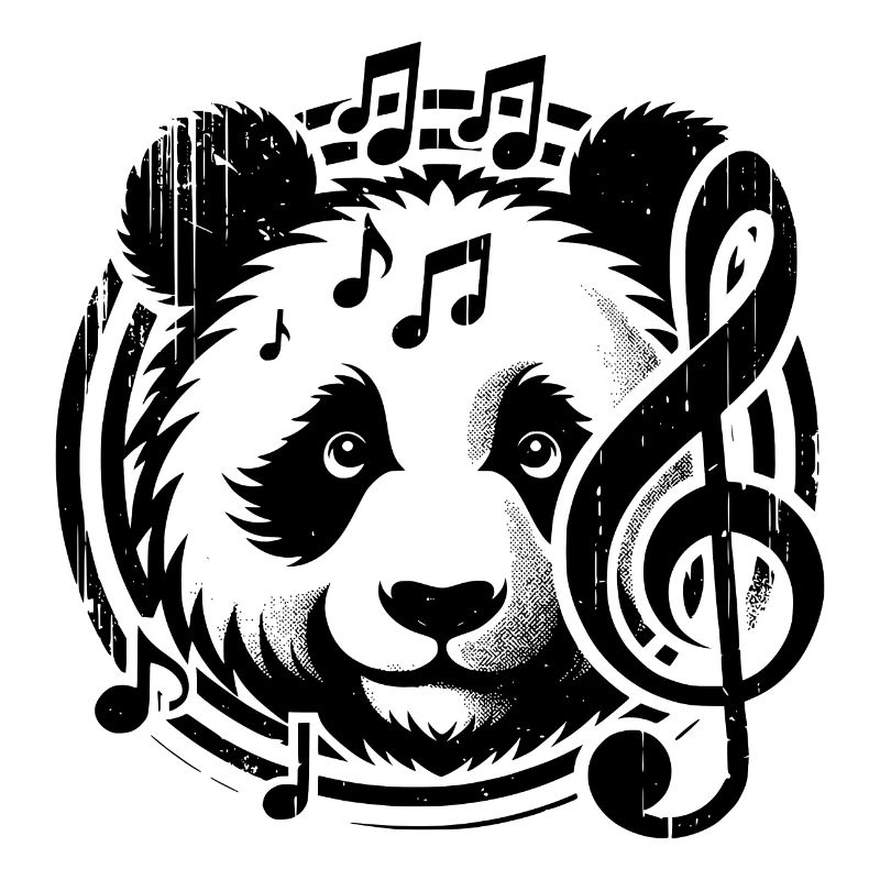 Panda Head Music Notes Tattoo with clef