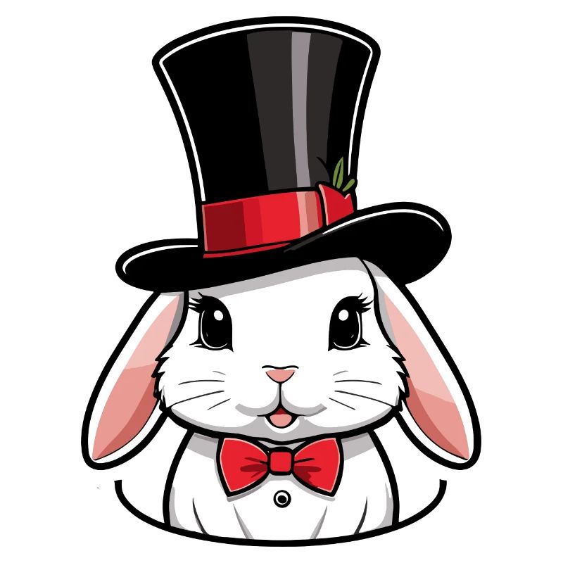 Rabbit head with hat and bow tie