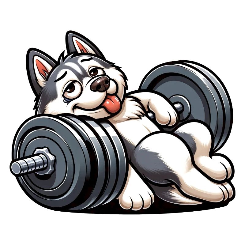 Lazy Husky Dumbbell Training Exhausted Funny